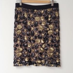 BCBGMaxazria Black & Gold Sequin Skirt